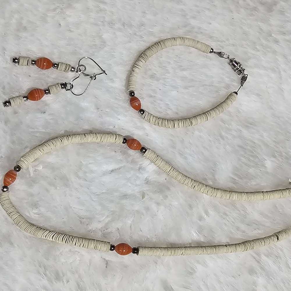 Puka Shell Jewelry Lot Necklace+Earring+Bracelet